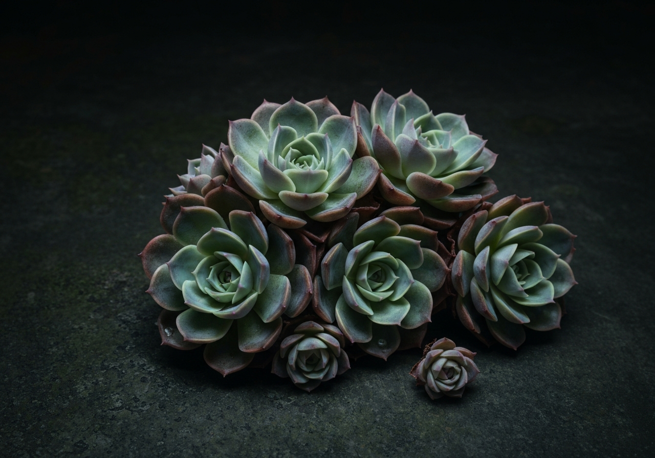 Macro d'une Echeveria couverte de rosée