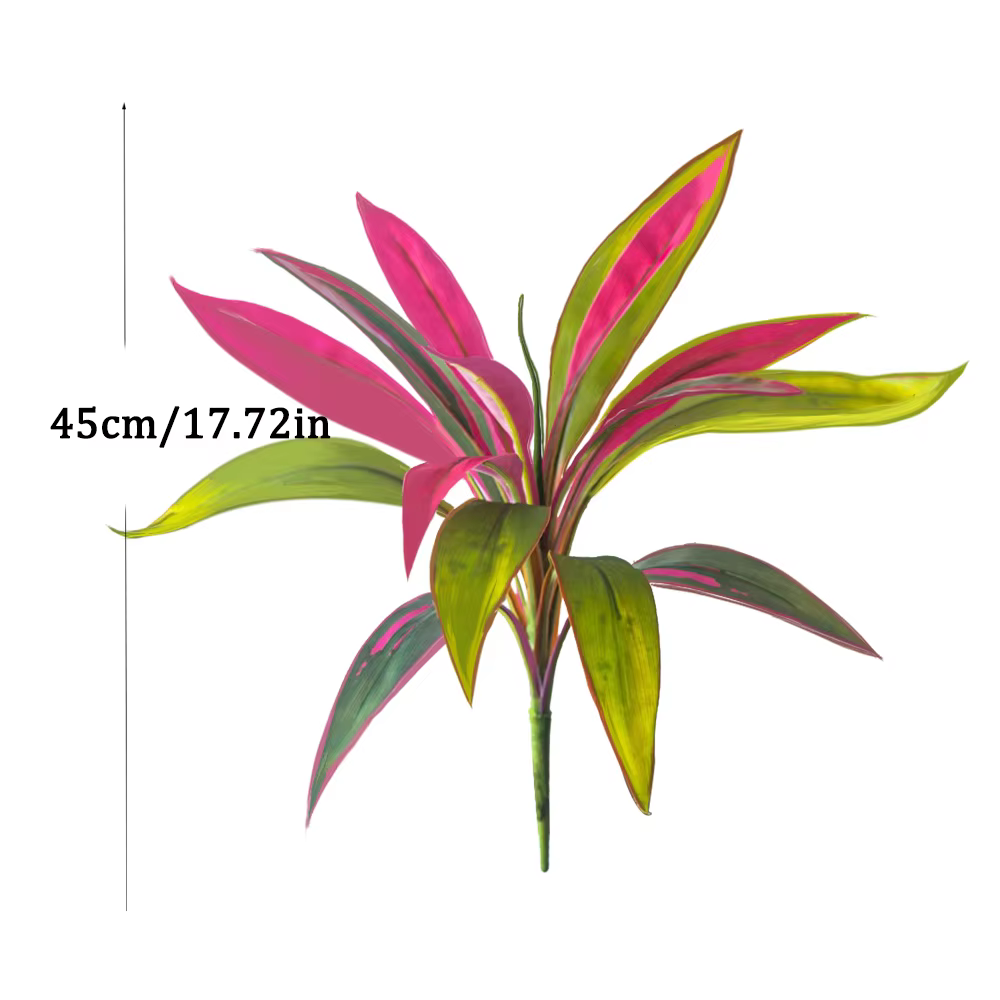 Plantes artificielles Dracaena de 45 cm à 17 feuilles, faux palmier, plante tropicale en plastique,