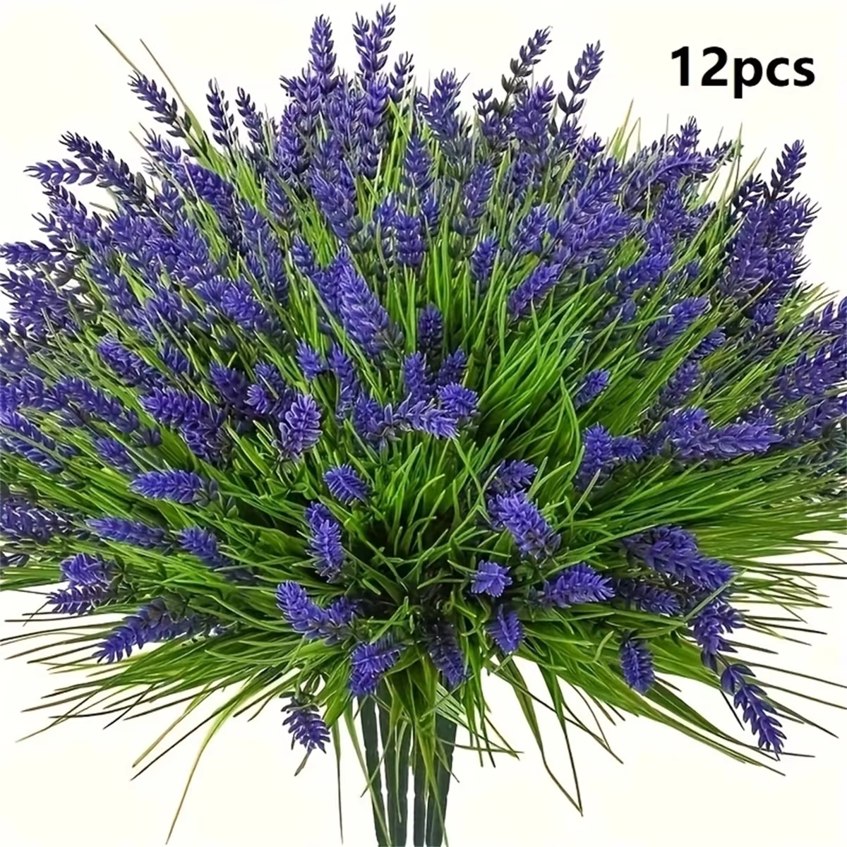 12 paquets de plantes de lavande artificielles d'extérieur avec herbe de singe-arbustes verts en pla