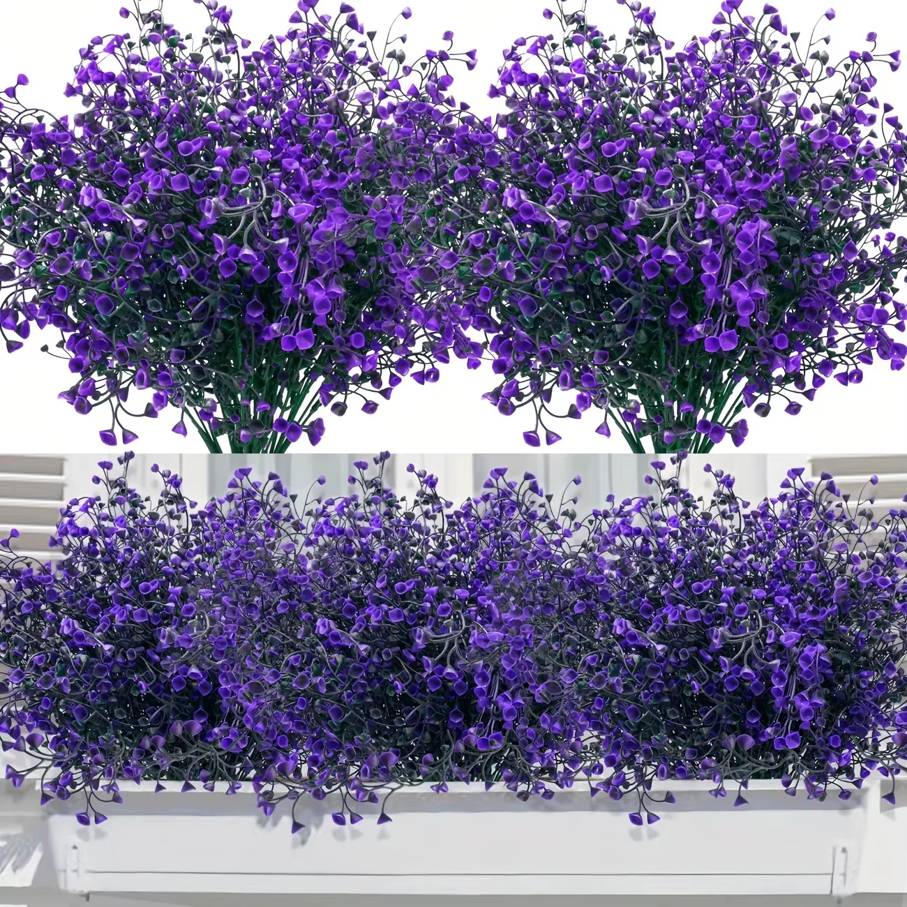 12 bouquets de fleurs artificielles d'extérieur, arbustes en plastique résistants aux UV, plantes dé