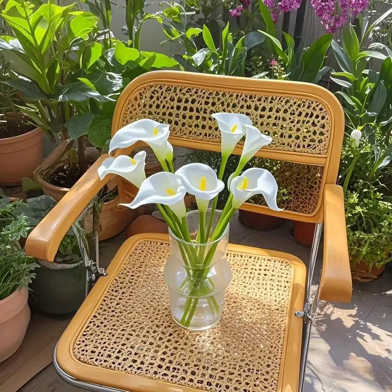 10 fleurs artificielles réalistes de type calla, bouquet floral au toucher PU, idéal pour la fête de