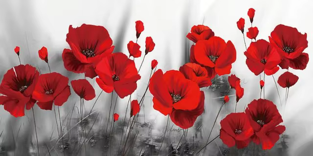 PopMED-Affiches et Imprimés d'Art en Toile de Fleurs Rouges, Customisation sur le Mur, pour la Chamb
