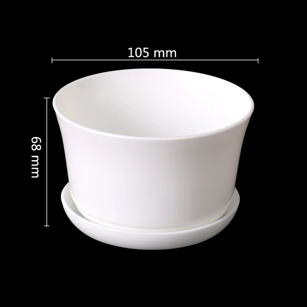 Pot de fleur polygonal minimaliste blanc avec plateau, Pot de jardinage en plastique épais, petites 