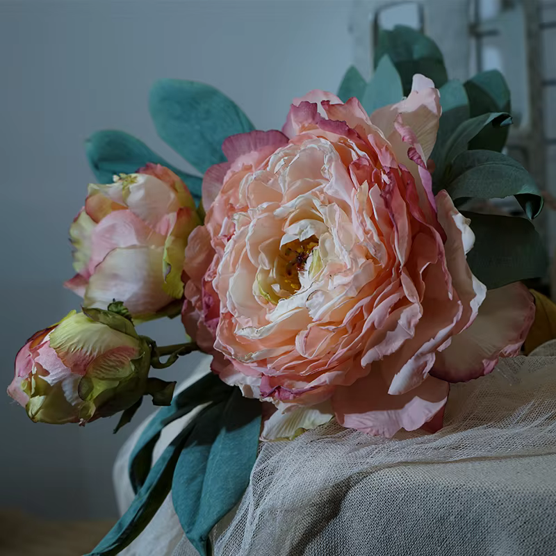 Grandes fleurs artificielles de pivoines blanches SunMade, fausses fleurs pour mariage, décoration d