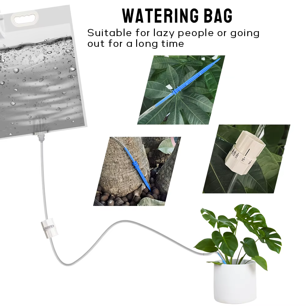 Dispositif d'arrosage automatique, flèche goutte à goutte, Kit de plantation paresseuse, sac d'eau d
