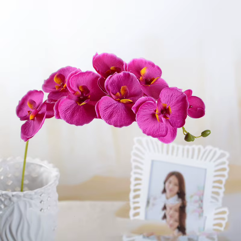 Fleurs artificielles 8 têtes de branches d'orchidées, fausses plantes en pot, décoration de maison,