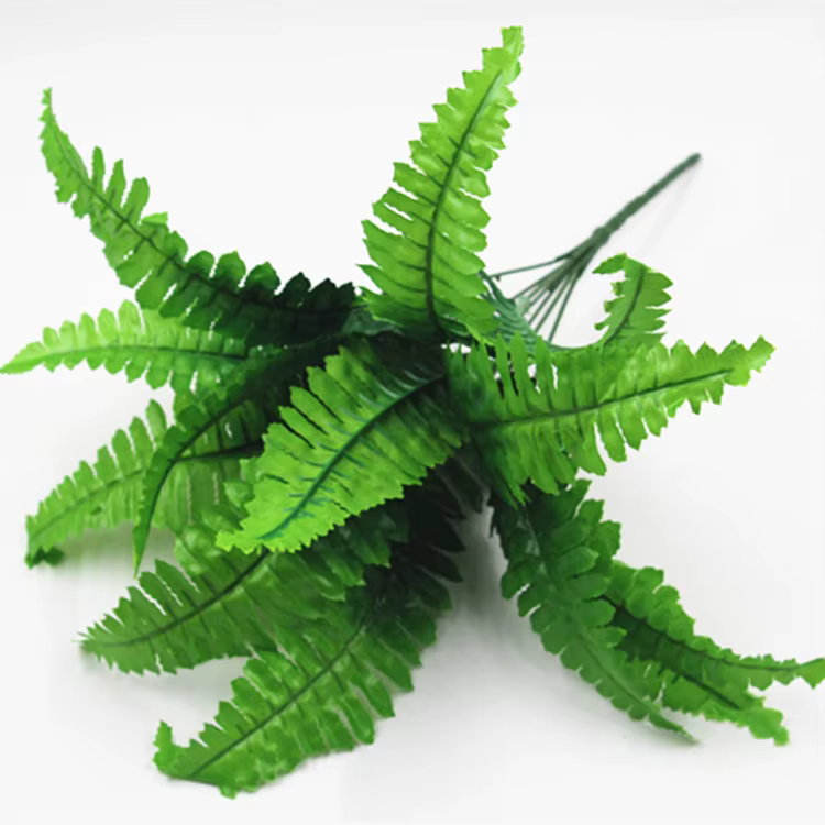 Plantes de fougère en plastique vert, fleurs artificielles, faux cuir chevelu, plante, accessoires m