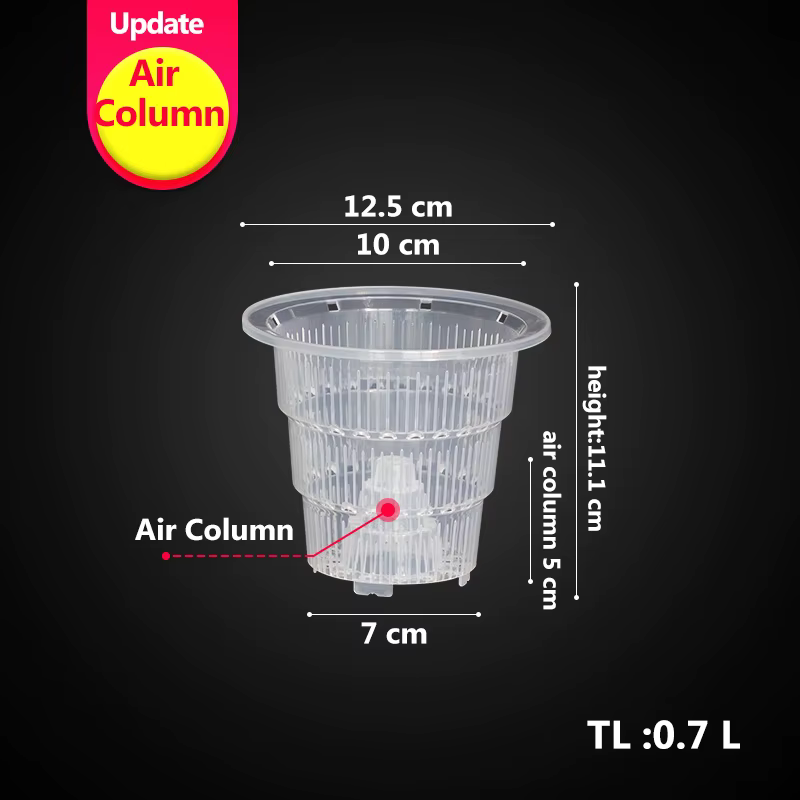 Pots d'orchidées transparents avec colonne d'air, pots de fleurs en plastique transparents, trous d'