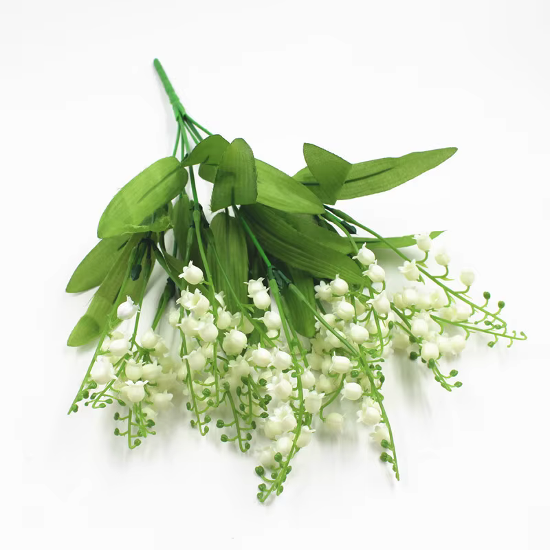 7 branches blanches artificielles muguet fleur cadeau soie fausse fleur Lily Bouquet pour la maison