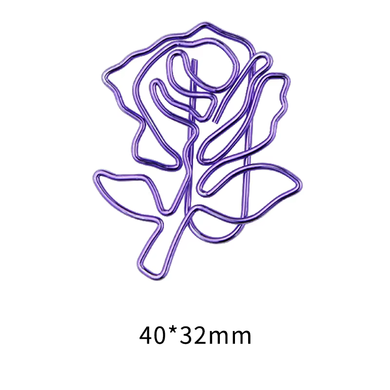 Trombone fleur rose violette, grande épingle, pince à license, trombones mignons, lot de trombones e