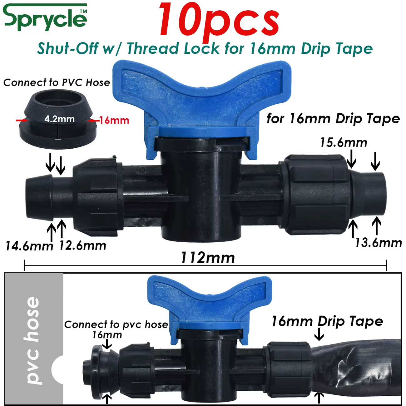 SPRINCLE-Connecteur en T pour tuyau d'arrosage de jardin, 5/8, ruban d'irrigation, joint de tuyau de