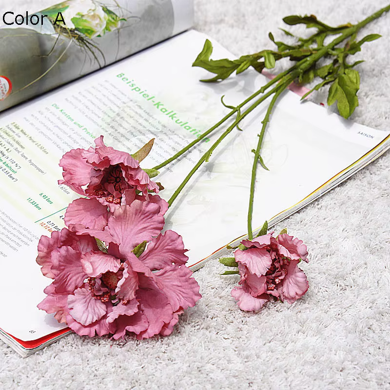 Fleurs artificielles 3 têtes pinacle pour décoration de jardin maison, fausses fleurs décoratives en