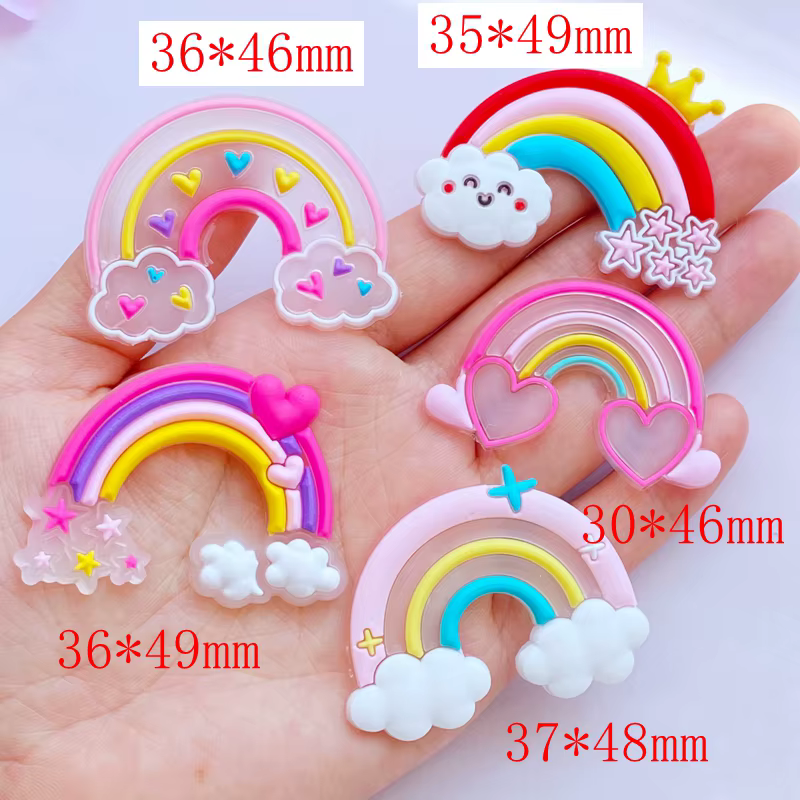 10 pièces nouveau dessin animé Transparent série arc-en-ciel PVC colle Flexible dos plat bricolage S