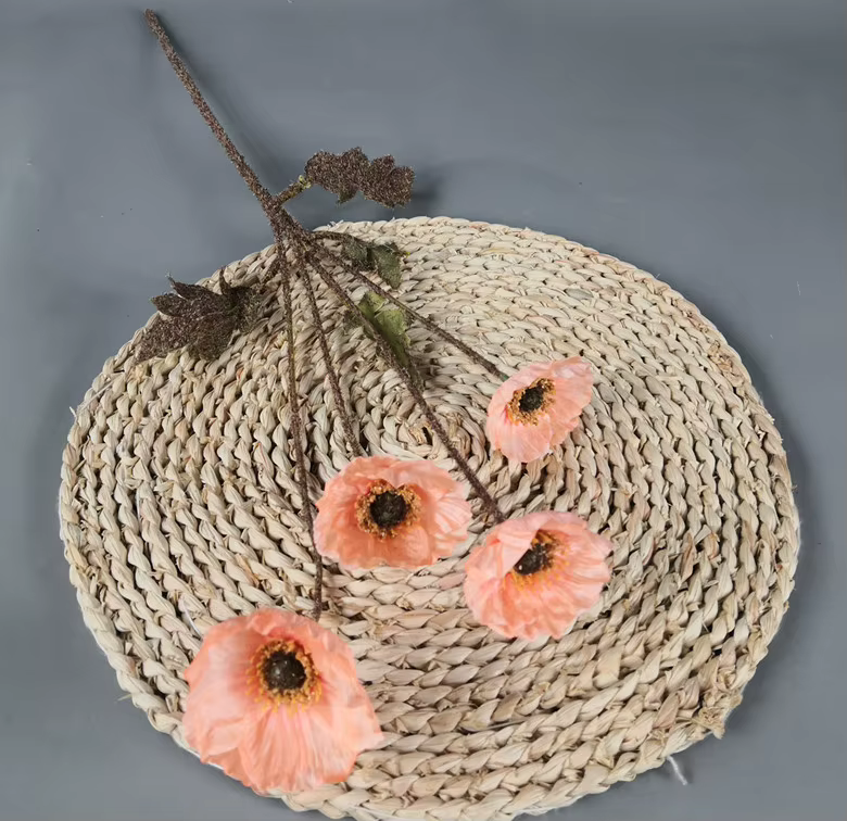 PopMED-Fleurs de pavot artificielles pour la décoration intérieure, fleurs d'automne pour documents,