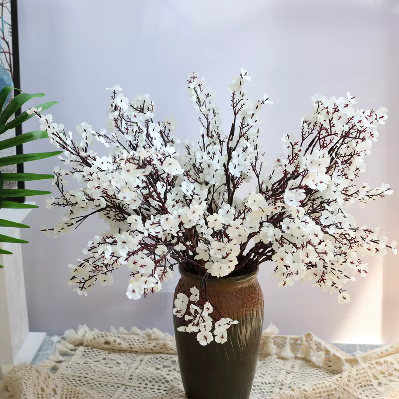 Fleurs artificielles blanches, fleurs de cerisier Gypsophila, fausses plantes, Bouquet de mariage, V