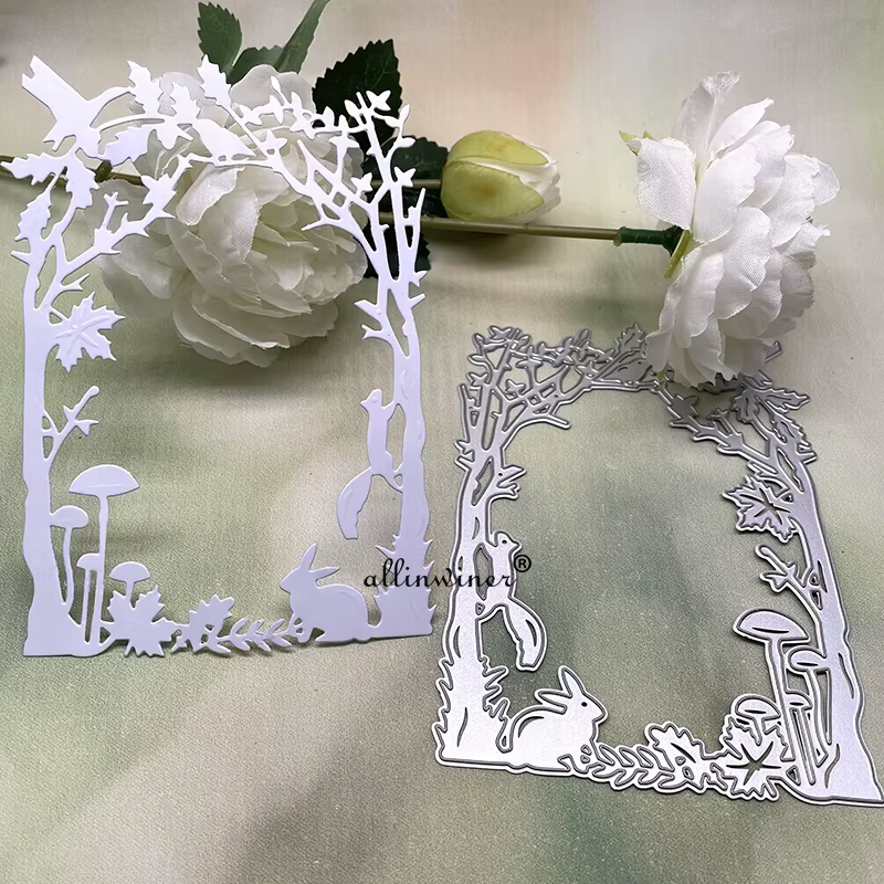Moulinet de découpe en métal avec cadre floral d'animaux de la Jungle, bricolage artisanal, Scrapboo