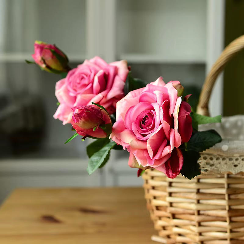 Décoration de mariage fleurs artificielles de haute qualité roses vives au toucher réel fleur artifi