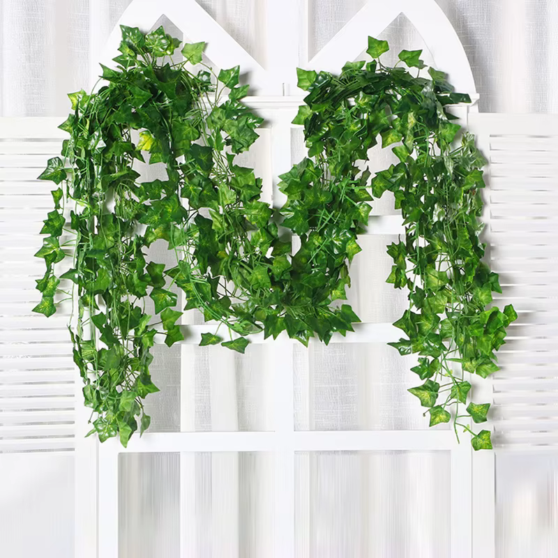 Plante artificielle en soie, feuilles vertes, rotin, décoration de mariage à domicile, décoration mu