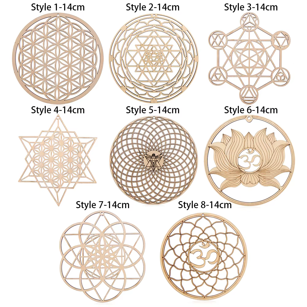 Panneau Mural en Bois en Forme de Fleur de Vie de 14cm, Art Mural Découpé au Laser, Décor de Maison,