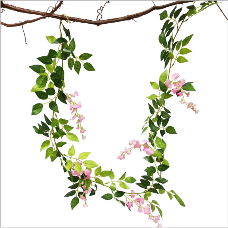 Fleurs artificielles d'hortensia, 2 mètres, feuille de vigne, couronne de mariage, plantes décorativ