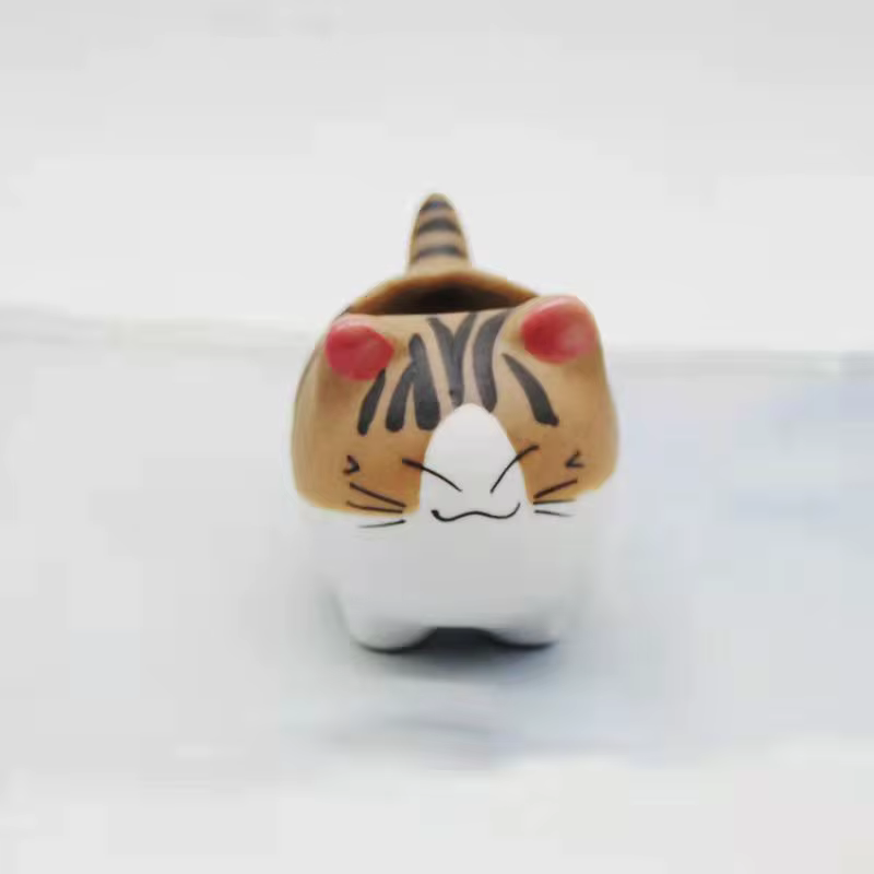 Pot de fleur en céramique pour bonsaï, chat succulent, dessin animé mignon, mini jardinière animale,