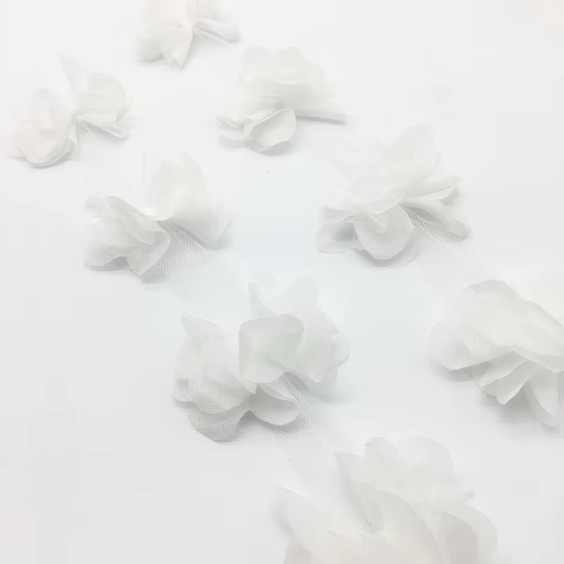 Grappe de fleurs en mousseline de soie, 1 mètre, 12 pièces, pour robe de mariée, tissu d'habillage e