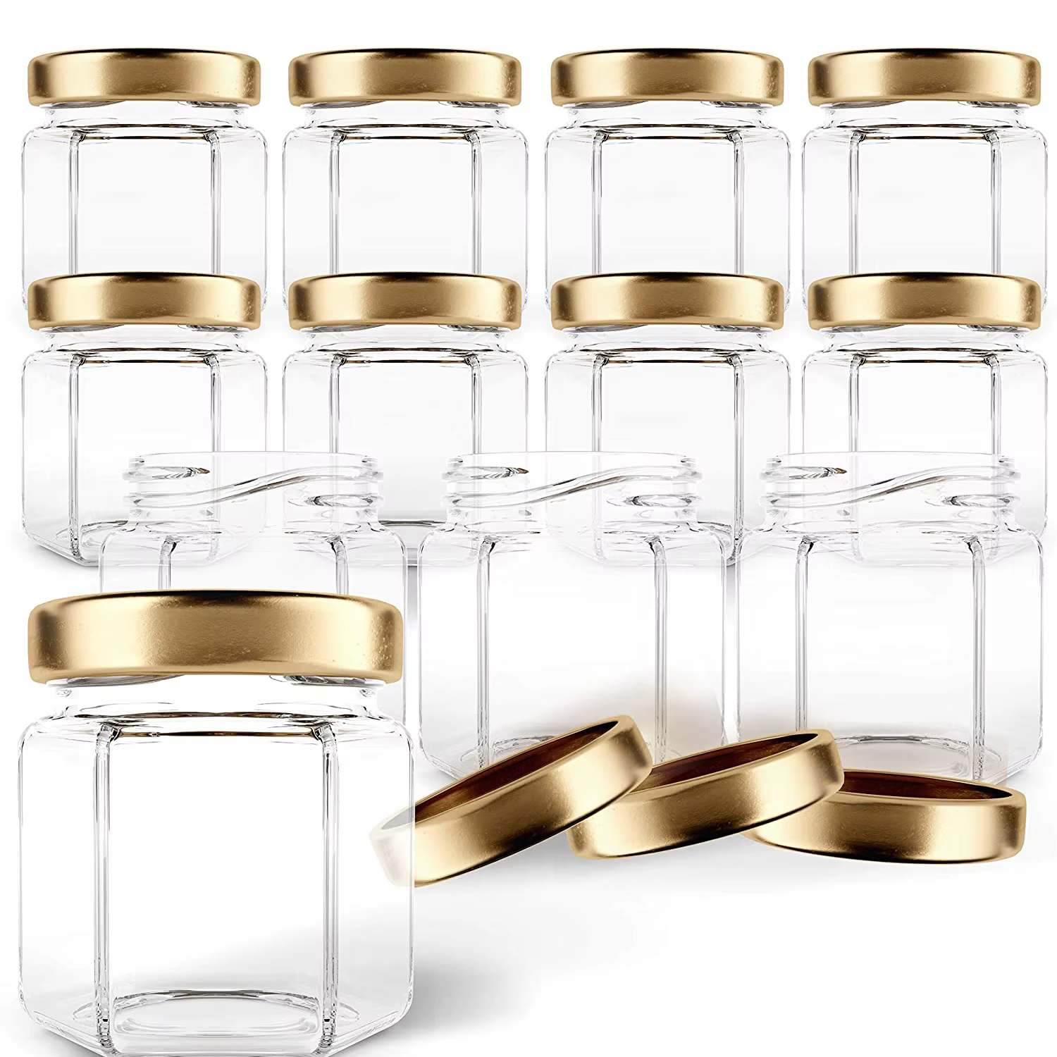 Bocaux Hexagonaux en Verre de Qualité Alimentaire Premium Mini Pots avec Légumes pour Cadeaux, Faveu