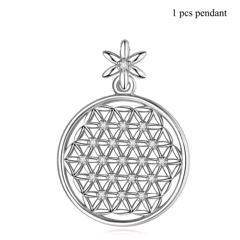 EUDORA 925 collier pendentif en argent Sterling Rose or/argent couleur fleur de vie avec Cz graine d