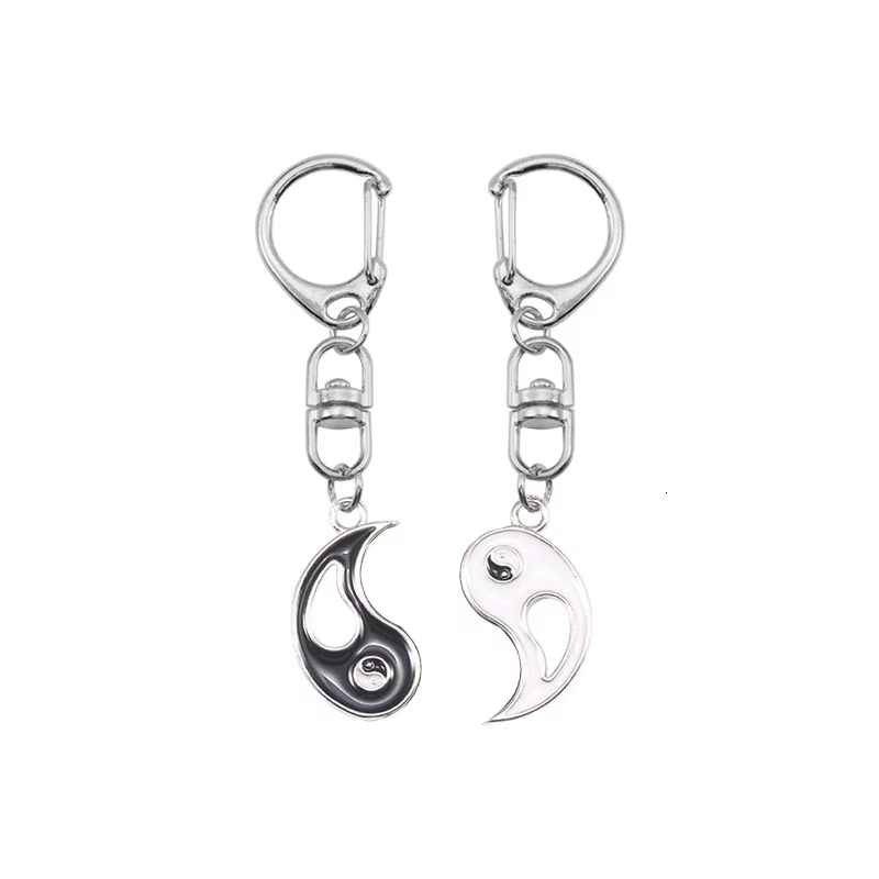 Porte-clés meilleur ami pour femmes et hommes, pendentif Yin Yang creux, accessoires de Couple, brel