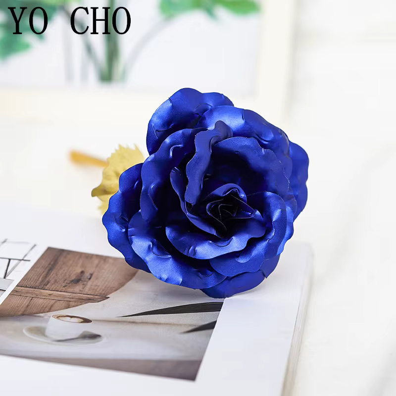 Rose éternelle galaxie colorée fleurs artificielles 24K feuille d'or fleur amour Base boîte évasée p