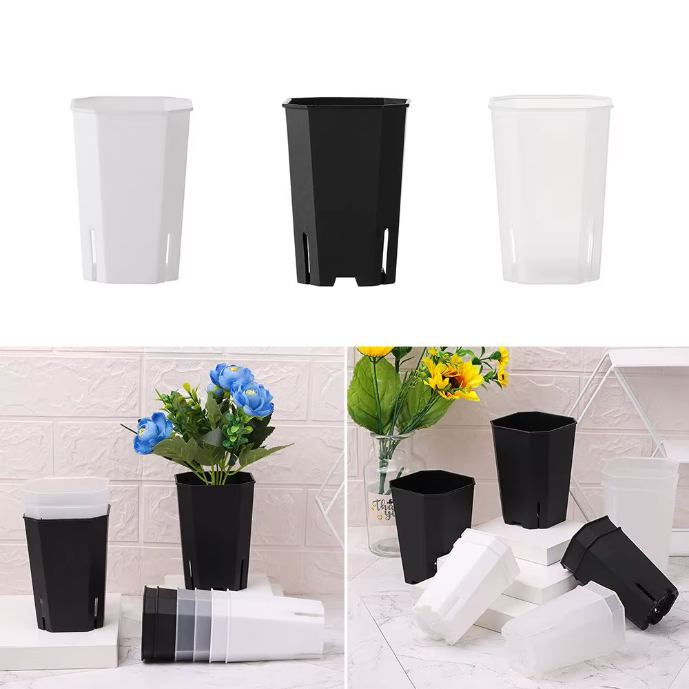 Pots de fleurs en plastique octogonaux, carrés décoratifs, plantes en pot, Vientiane, ouverture laté