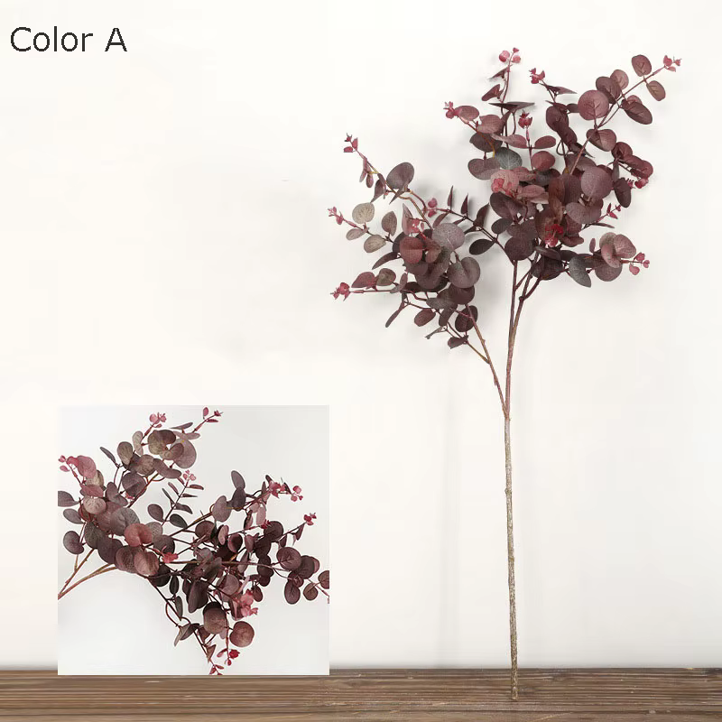 Feuille d'eucalyptus de style d'automne, simulation intérieure de plantes en soie, fausses fleurs, b