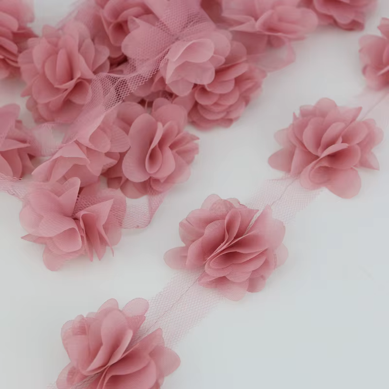 (60 pièces/lot) pétale rose mousseline de soie dentelle tissu sangle décoration amour cadeau rubans 
