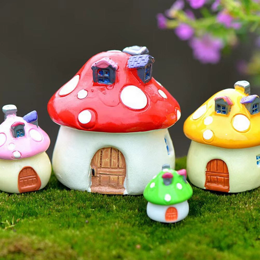 3 tailles Maison de champignons en résine, artisanat de jardin féerique, mousse Miniature, Micro G