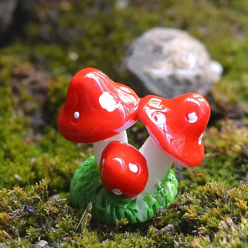 1 pièces 4 couleurs mignon Mini résine champignons fée jardin ornement Miniature bonsaï plantes Pots