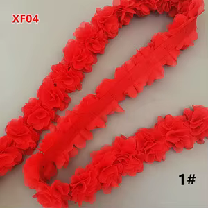 Fleurs en mousseline de soie 3D, 26 fleurs, 14 couleurs, bricolage, 5cm de largeur, garniture en den