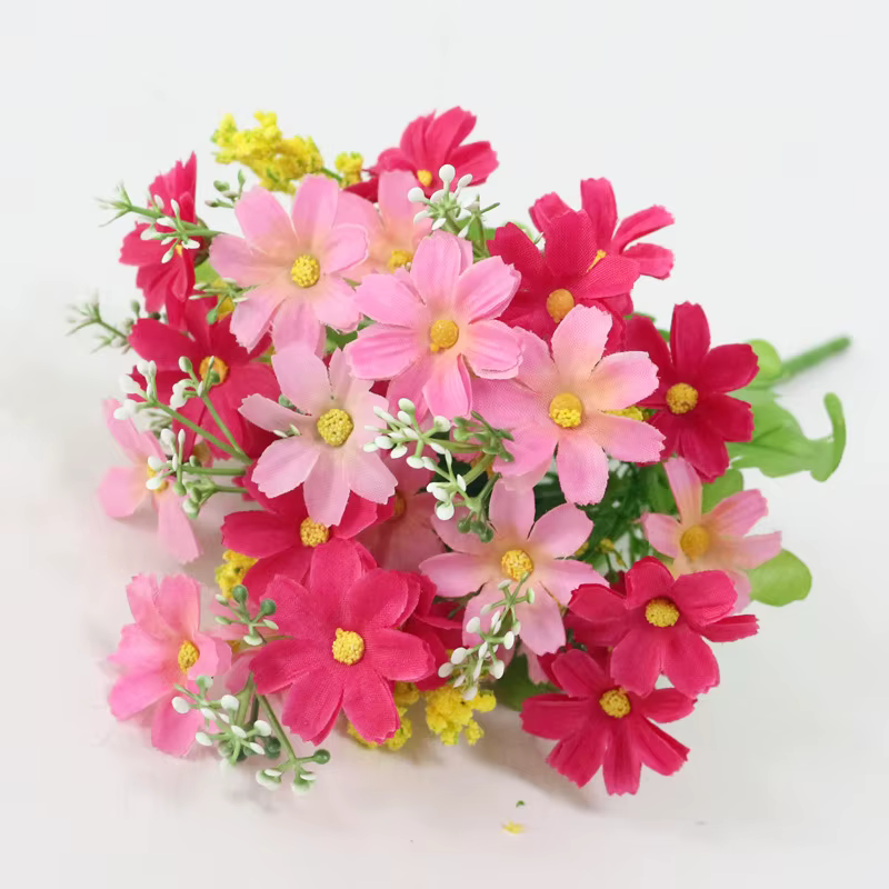 JAROWN Simulation fleur petite marguerite 7 branches Cosmos fausse fleur décor de mariage décoration