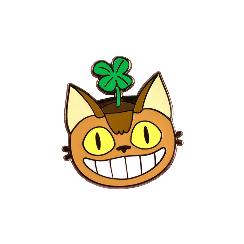 Nekobus planteur émail broche plante feuilles pot anime