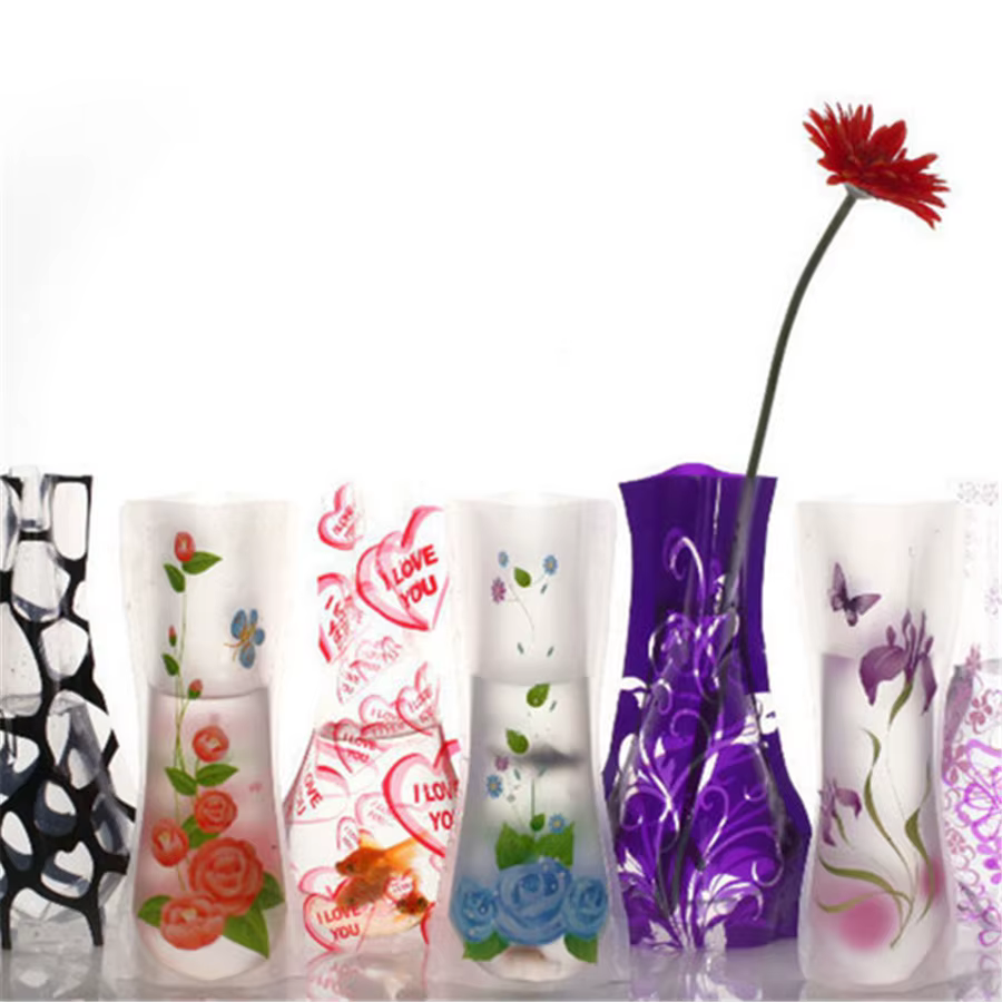 Vase à fleurs pliable en PVC écologique, 100 pièces, Pot de fleurs Transparent Durable, fournitures 