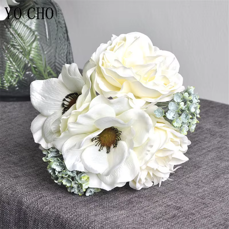Bouquet de pivoines artificielles, fausses fleurs en soie, pour un mariage, pour un Scrapbook, pour 