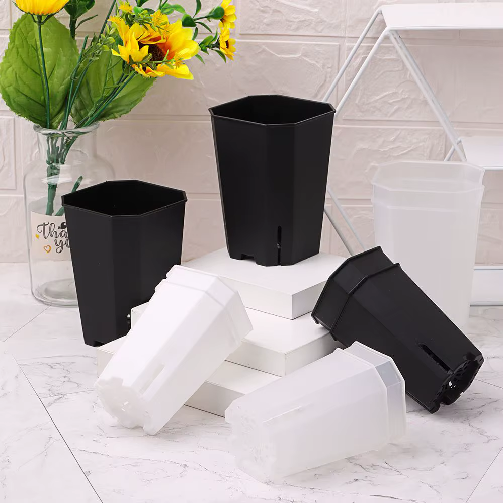 Pots de fleurs en plastique octogonaux, carrés décoratifs, plantes en pot, Vientiane, ouverture laté
