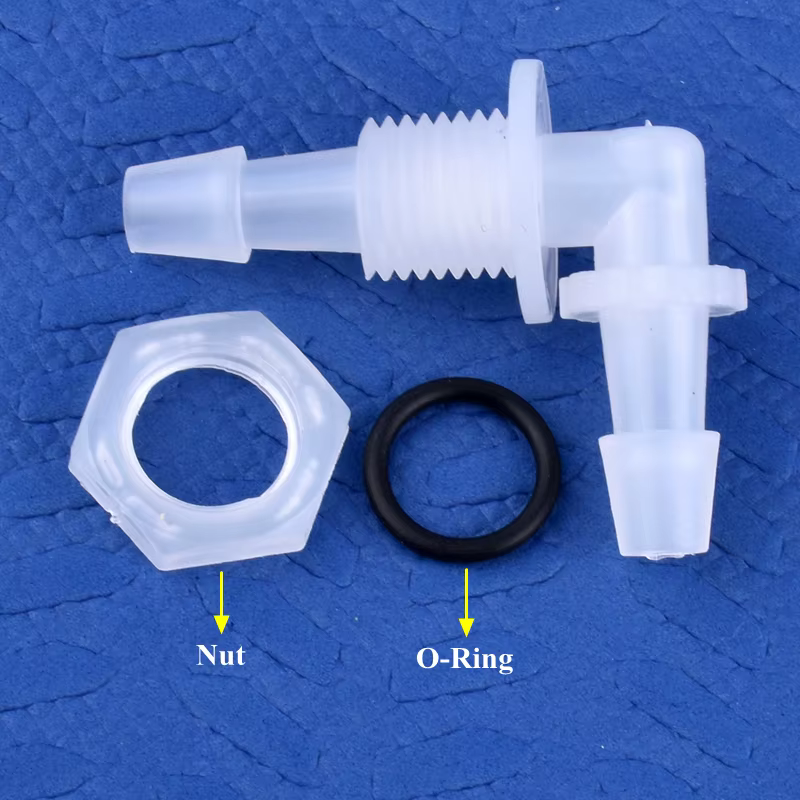 Connecteur coudé pagode PP M6 ~ G1/2 à 2.4-11.1mm + écrou joint torique adaptateur de réservoir d'aq
