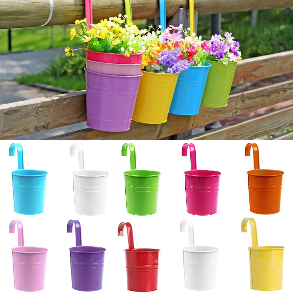Pot de fleur en fer vintage pour plantes, vase à fleurs de bureau, présentoir pour plantes de balcon
