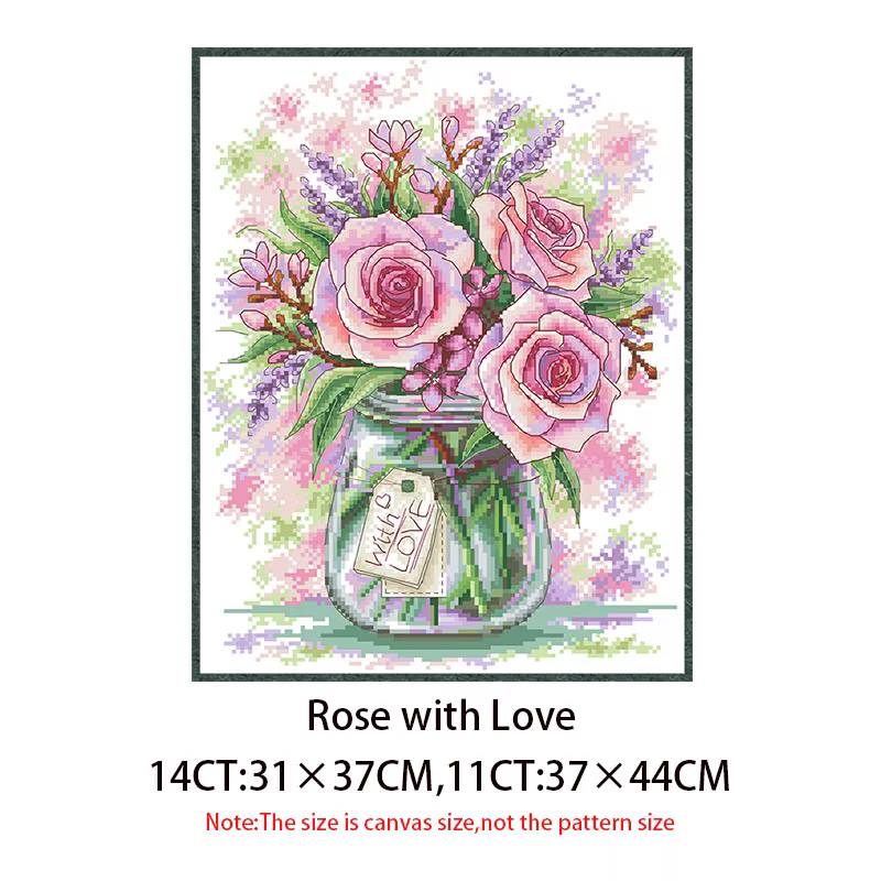 Série de vases à fleurs, Kits de motifs en point de croix, ensembles de broderie, toile non imprimée