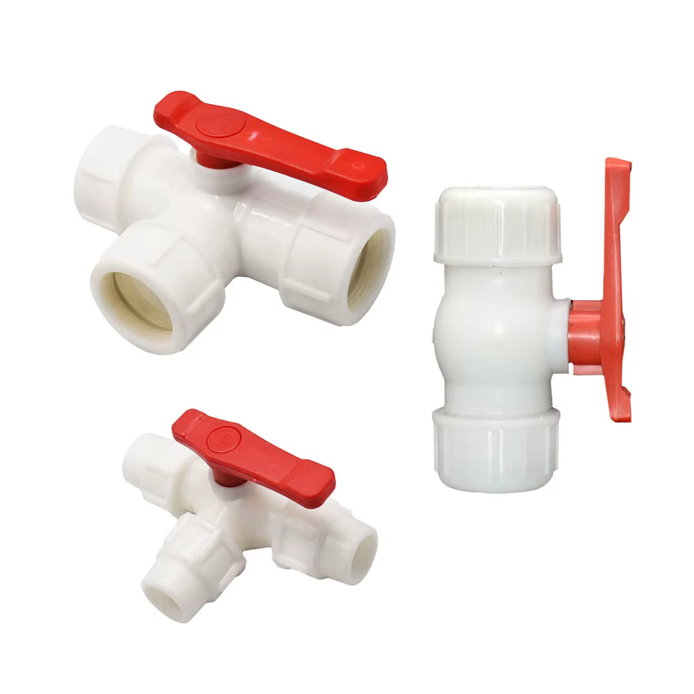 Coupleur en T pour tuyau d'eau, 20/25/32/40/50/63mm, robinet à bille en plastique, connecteur rapide