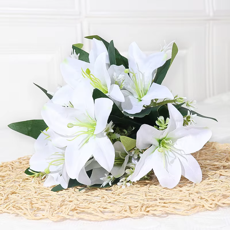 35 cm arc-en-ciel rayonne grand bouquet de lys bouquet bijoux artificiels fleurs bricolage fleur de 