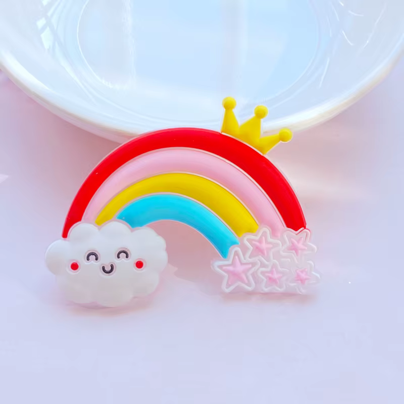 10 pièces nouveau dessin animé Transparent série arc-en-ciel PVC colle Flexible dos plat bricolage S