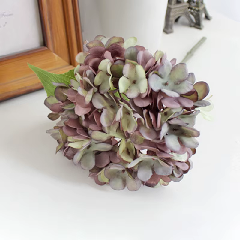 Vase d'hortensia en soie à fleurs artificielles, accessoires de décoration pour la maison, fausses p
