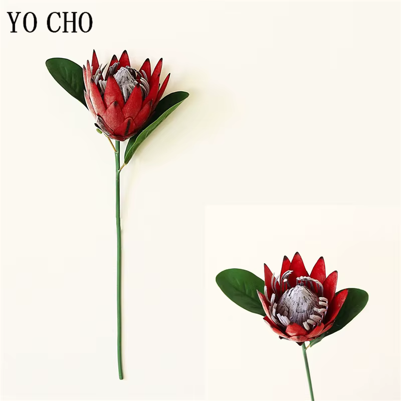 YO CHO fleur artificielle soie roi Protea bricolage Arrangement floral faux fleurs empereur blanc ma
