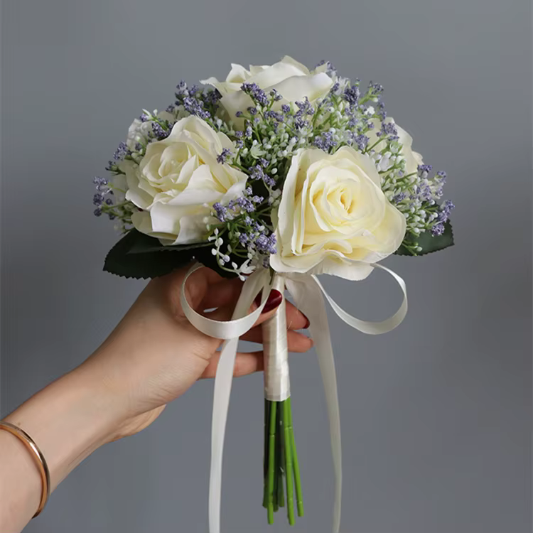 YO CHO Bouquet de fleurs artificielles mariée fleur de mariage soie Rose souffle de bébé Bouquet de 